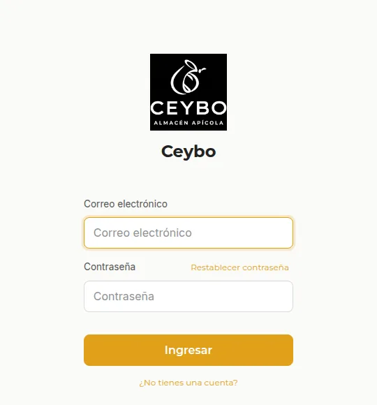 La pantalla de ingreso, con el logo de Ceybo